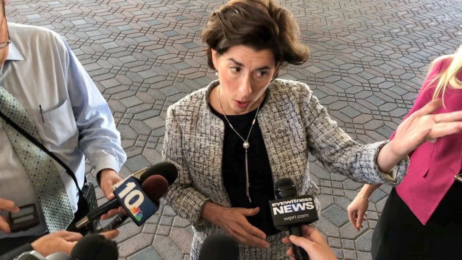 Governor Raimondo laughs when asked if she'll debate primary challenger Matt Brown