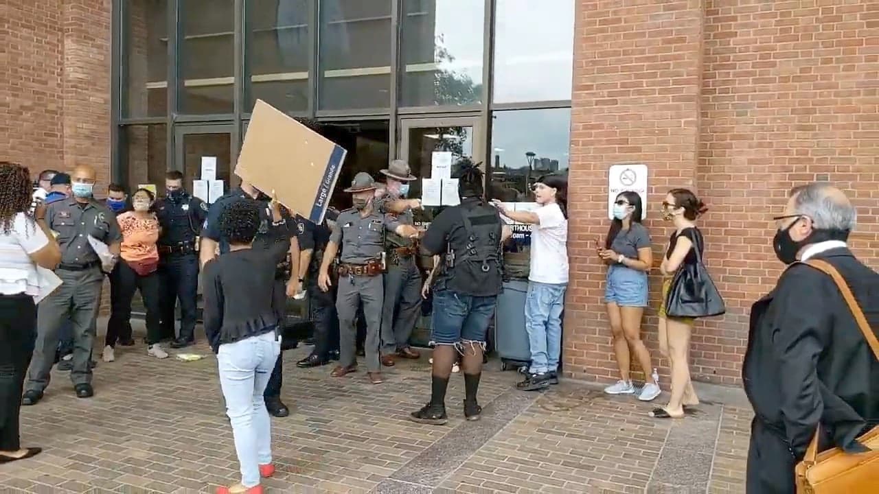 Two arrested at courthouse eviction protest in Providence
