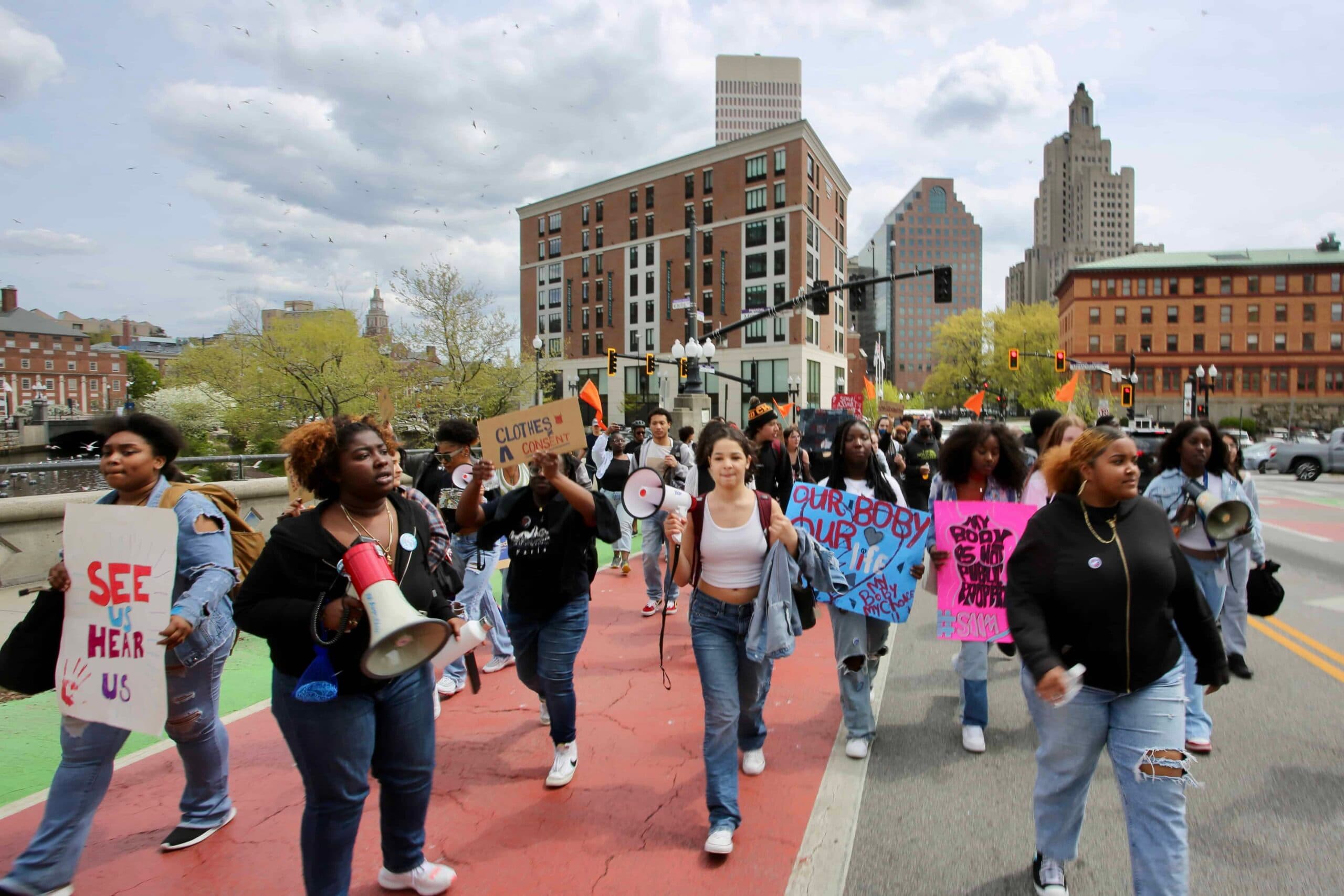 Students march and rally against sexual assault and rape culture