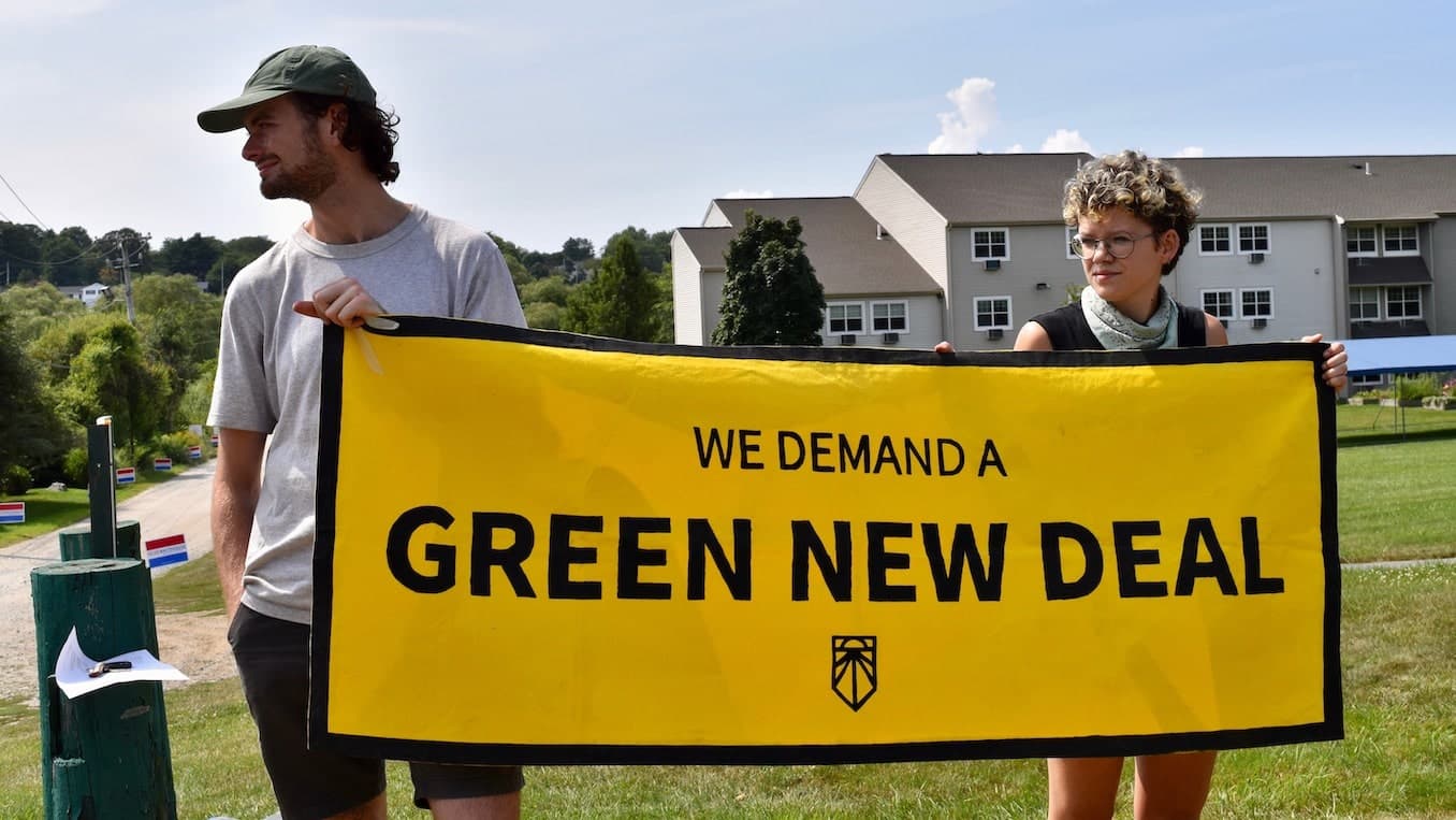 Sunrise RI protests Senator Whitehouse's lack of support for the Green New Deal outside his annual clambake fundraiser