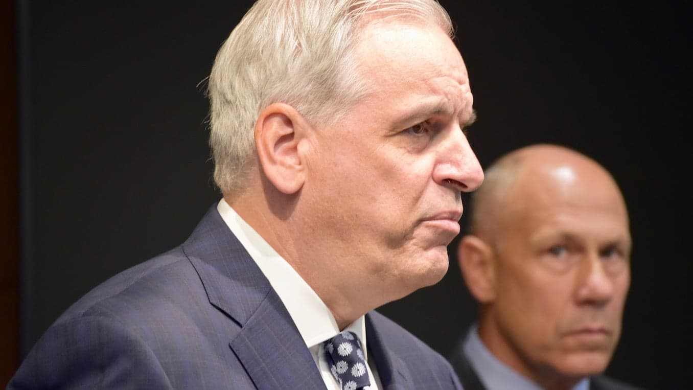 Attorney General Peter Neronha speaks to the press about the ongoing Wyatt investigation