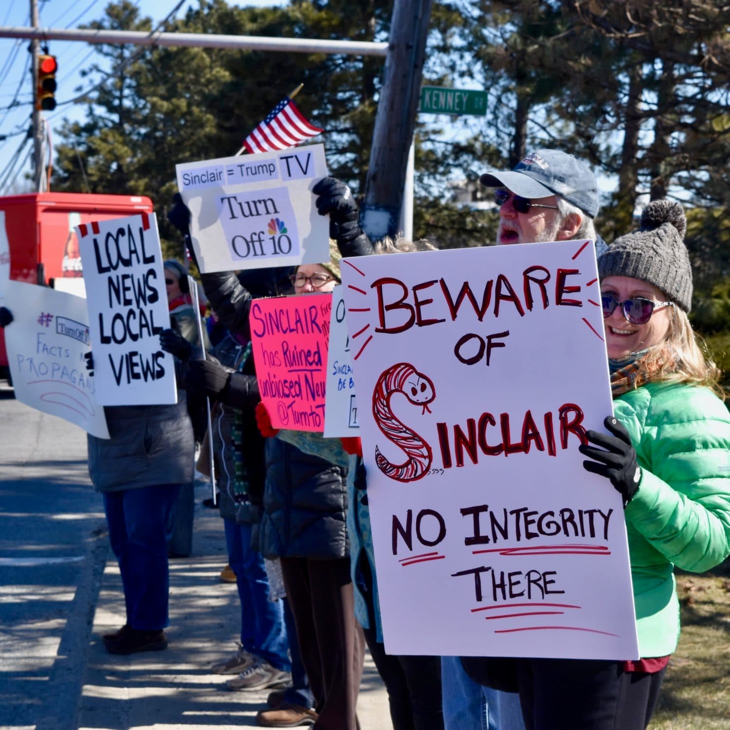 Protesting the mandated 'pro-Trump propaganda' coming out of Channel 10