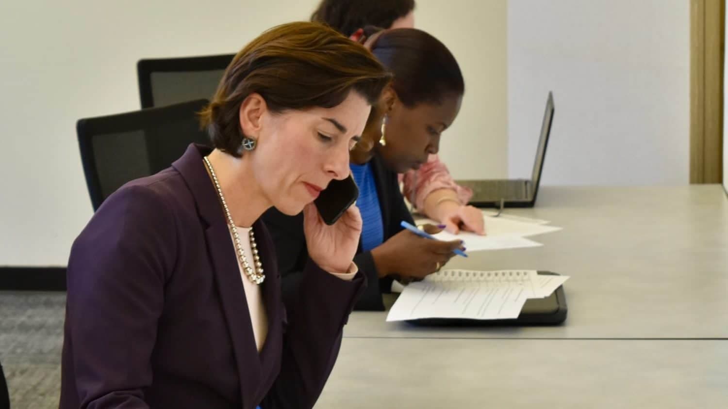 Governor Raimondo teams with RI NOW in phone banking for the Reproductive Health Care Act and equal pay