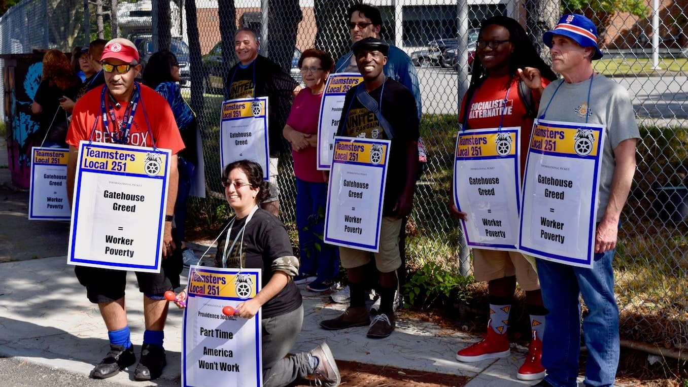 Teamsters hold informational picket and rally outside Providence Journal Production Facility