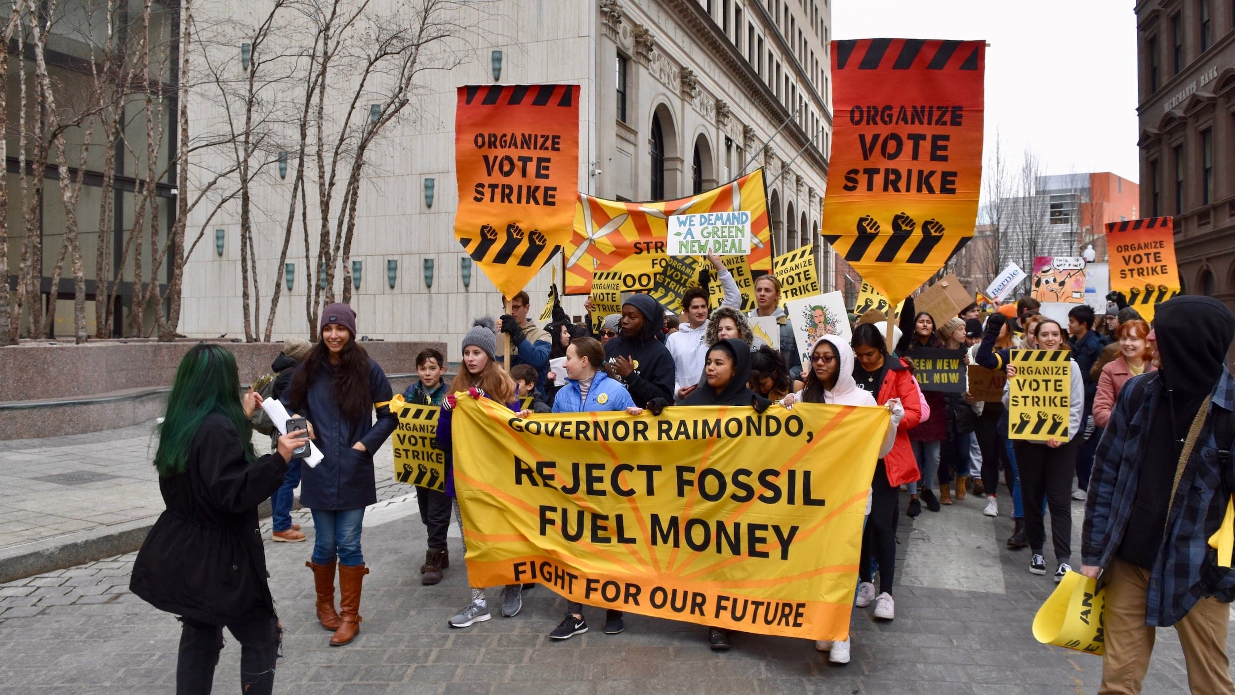 14 members of Sunrise Providence arrested at State House after march and rally