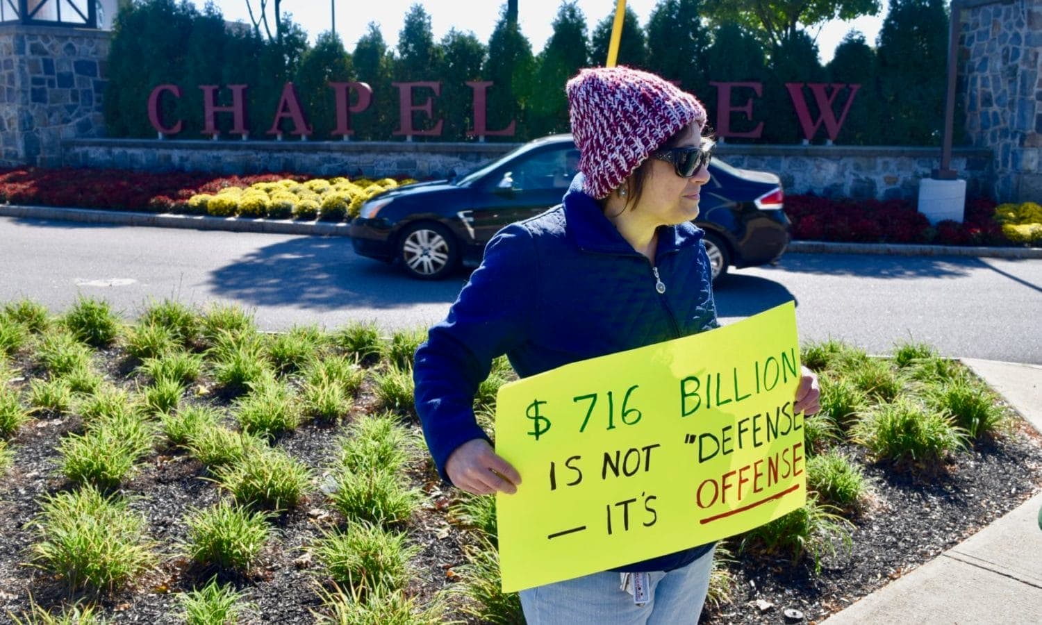 Peace rally outside senator Jack Reed's office in Cranston