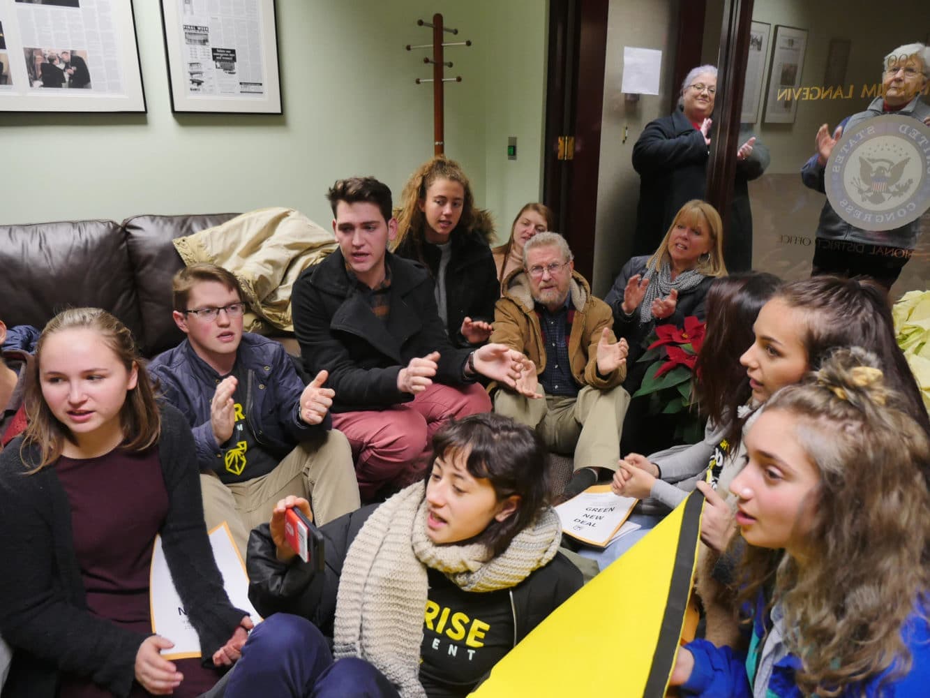 Sunrise RI demands a plan from Representative Langevin for Climate Crisis