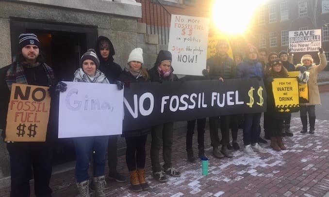 Fundraiser for Governor Raimondo, held by Invenergy's local law firm, protested by climate activists