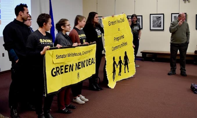 Under pressure from Sunrise RI, Senator Whitehouse refuses to budge on Green New Deal