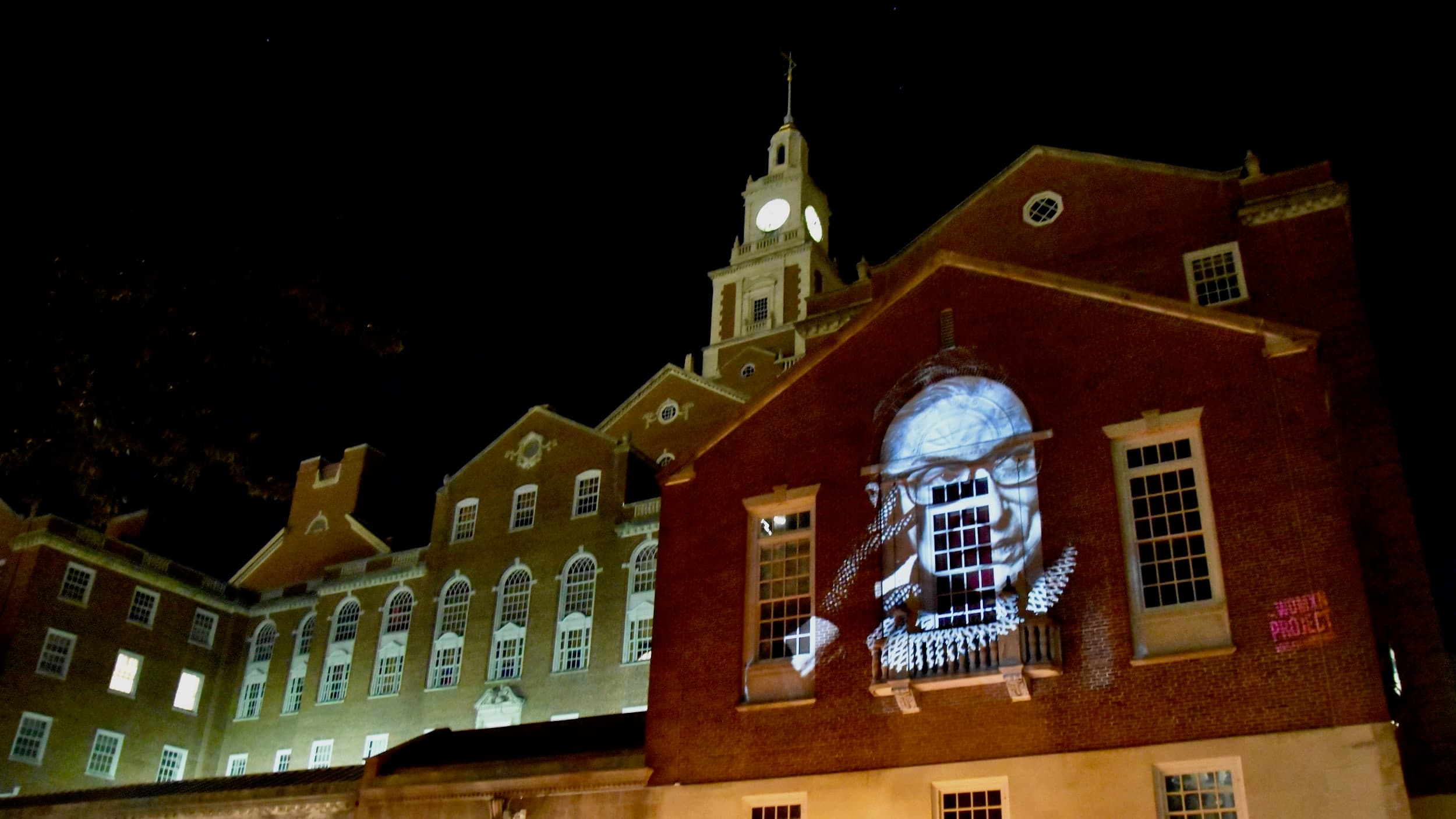 Vigil and projection for Justice Ginsberg at RI Supreme Court