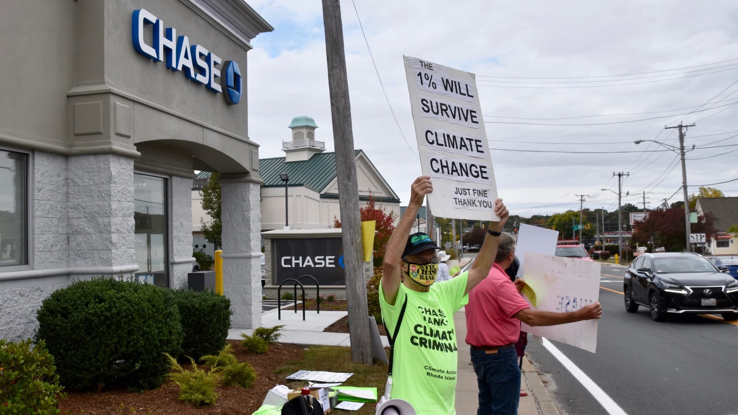 Saying no to 'climate criminal' Chase Bank in Wakefield