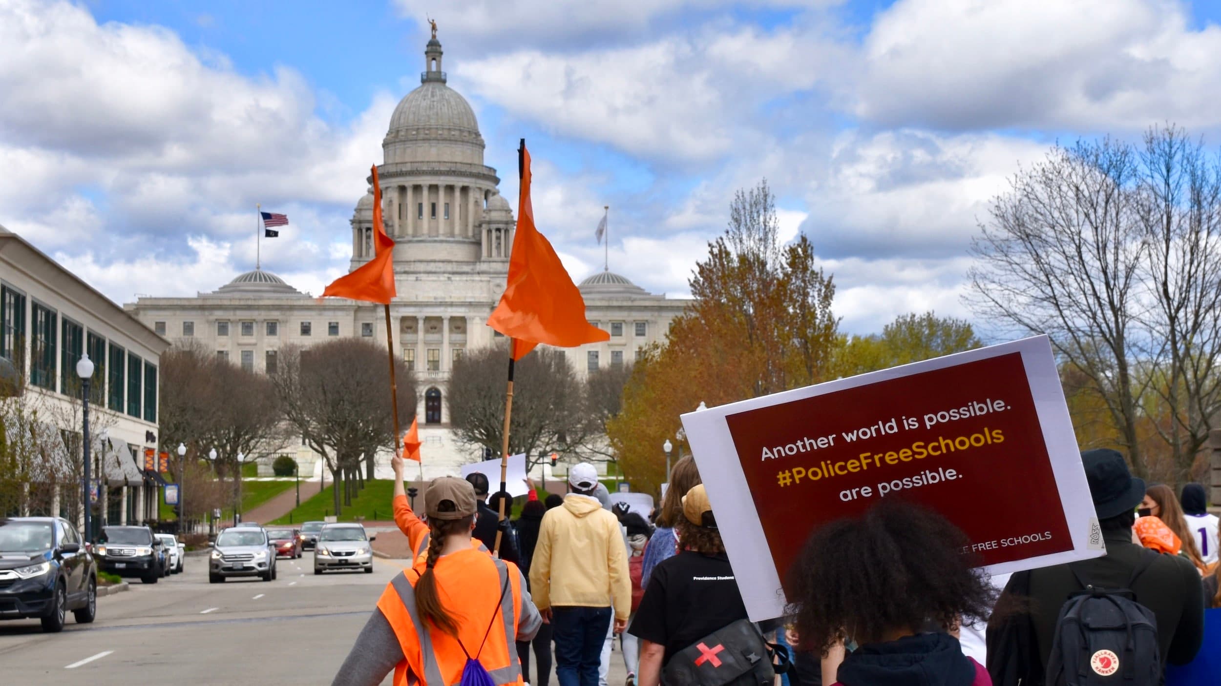 Students march on State House to demand counselors, not cops in Providence public schools