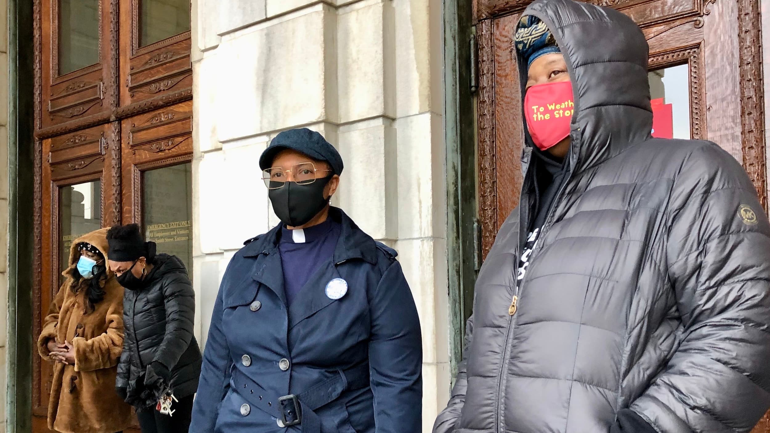 Advocates and legislators rally for end to evictions and utility shutoffs at State House