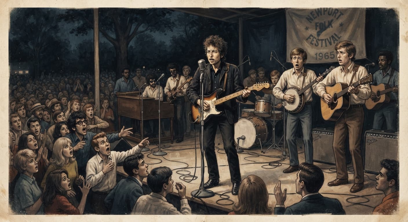 Bob Dylan goes electric at Newport Folk Festival