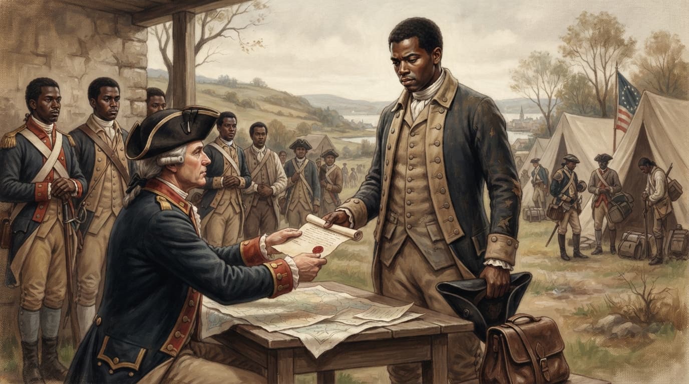 Agrippa Hull receives discharge certificate from service