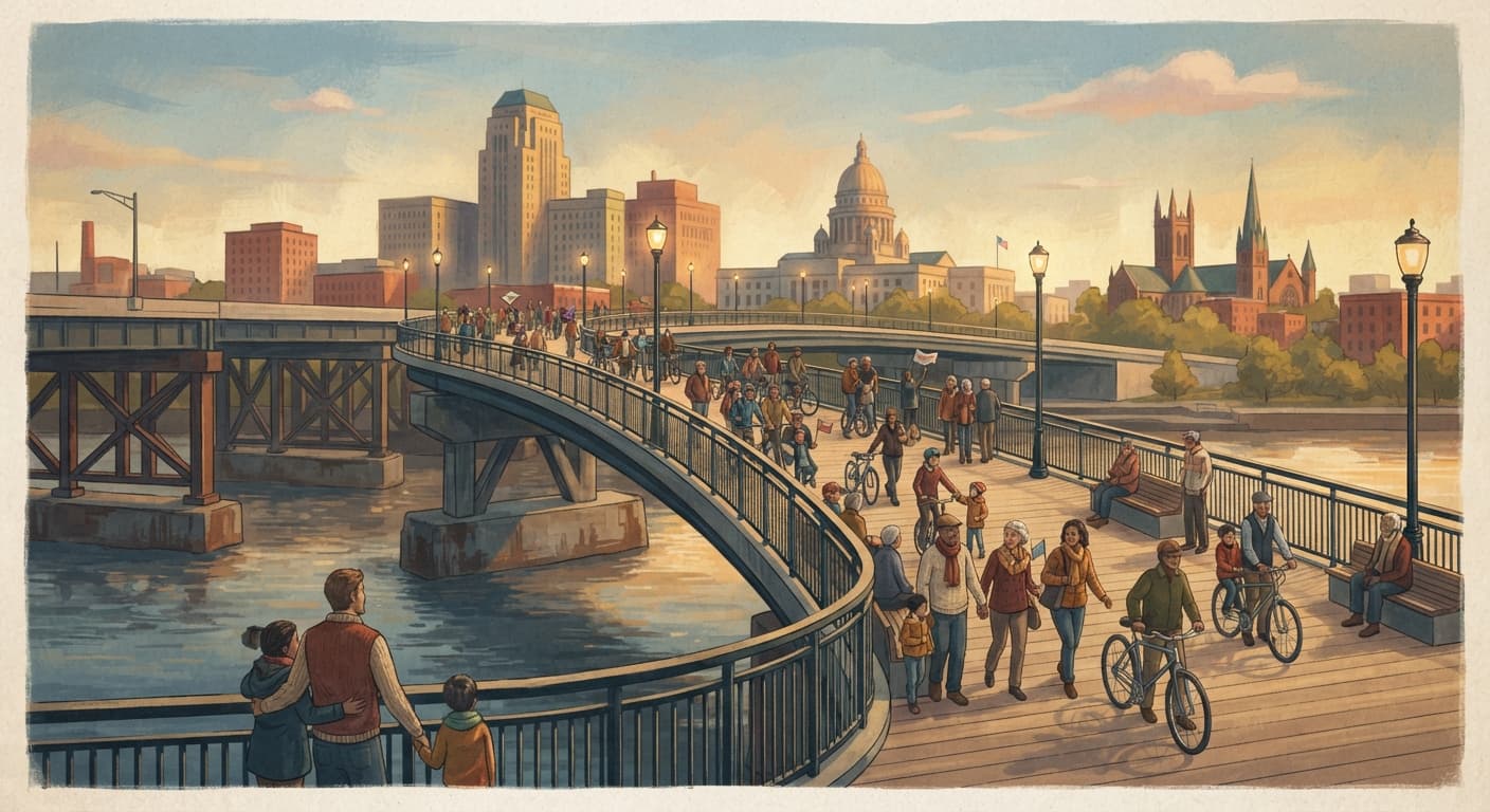 Providence River Pedestrian and Bicycle Bridge opens downtown