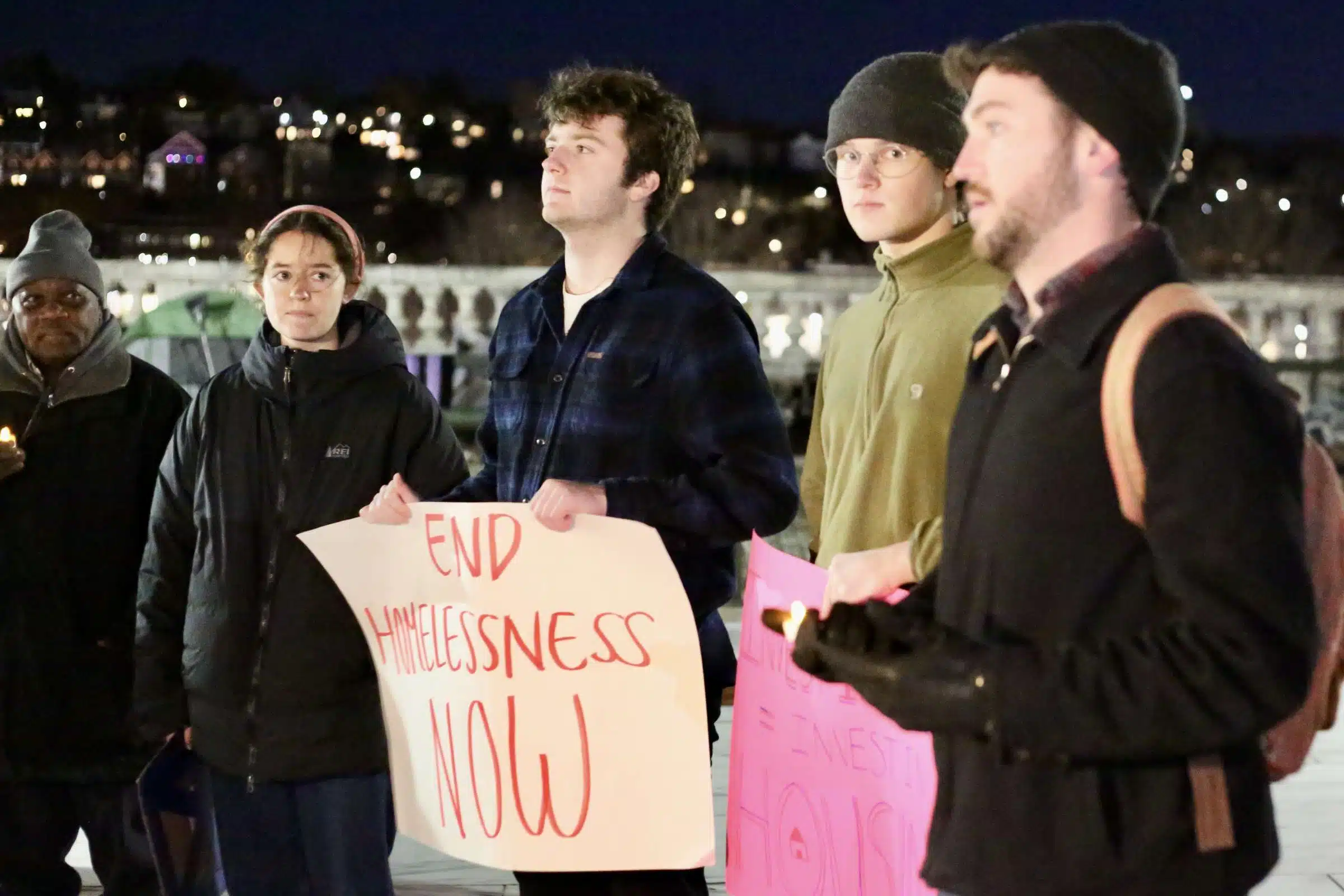Protesters at a Prayer Vigil opposing Governor Dan McKee's Homeless Encampment Eviction Order