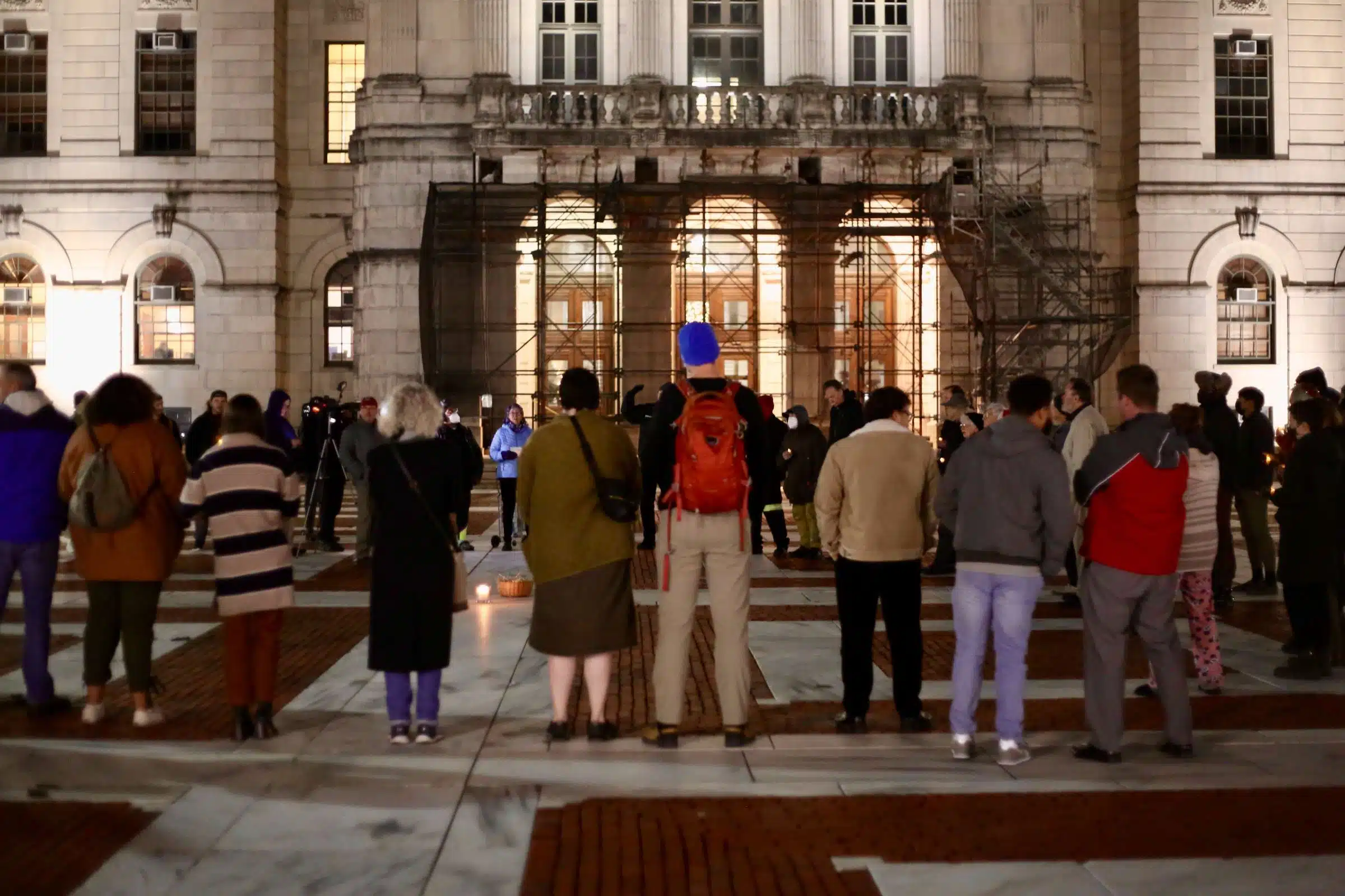 Protesters at a Prayer Vigil opposing Governor Dan McKee's Homeless Encampment Eviction Order