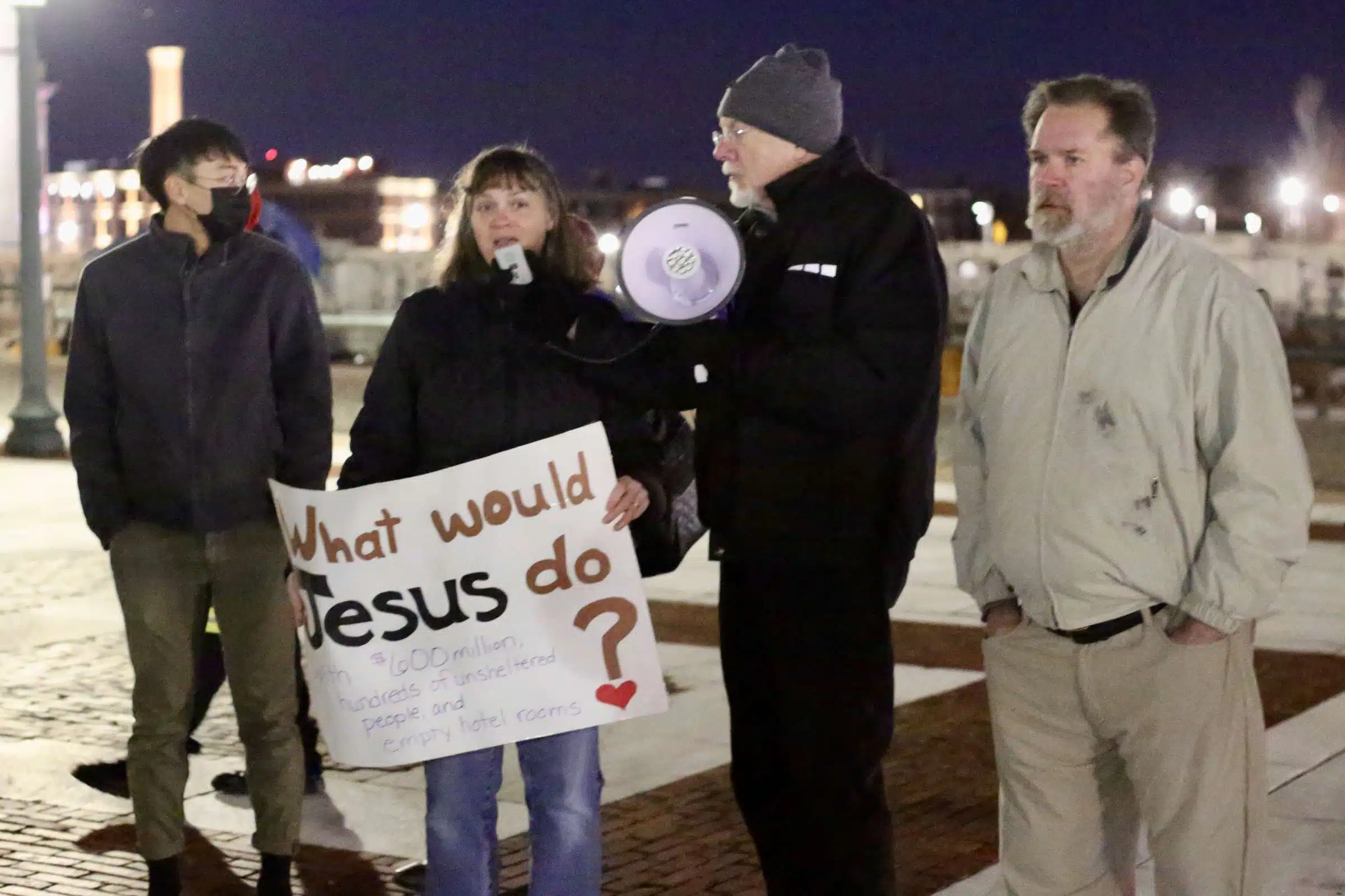 Protesters at a Prayer Vigil opposing Governor Dan McKee's Homeless Encampment Eviction Order