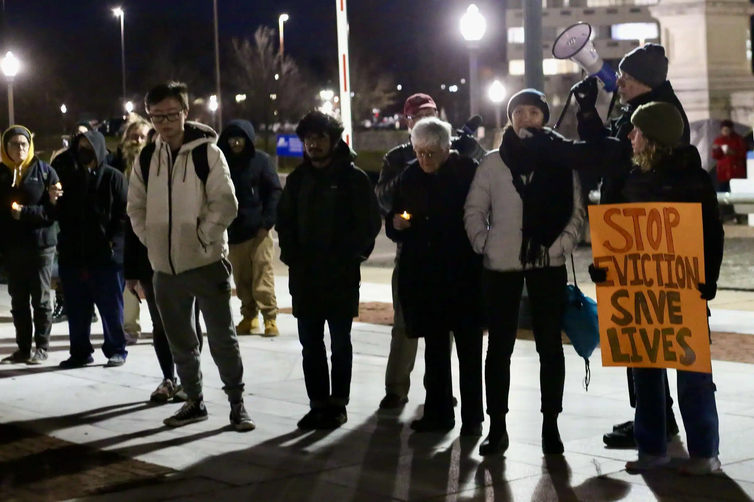 Protesters at a Prayer Vigil opposing Governor Dan McKee's Homeless Encampment Eviction Order