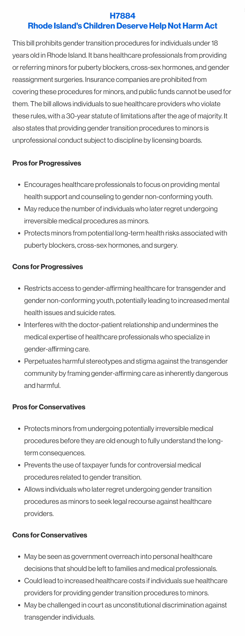 BillBuddy summary of RI H7884